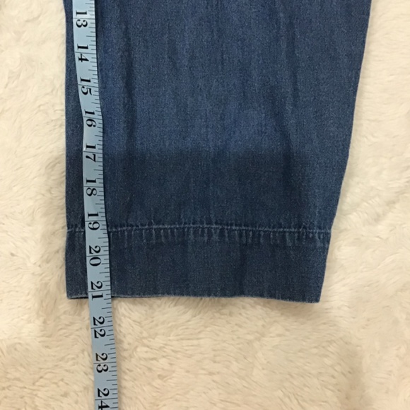 American Eagle Women Size SM Wide Leg Chambray Cropped Pants Ankle Cotton Denim - Picture 10 of 11